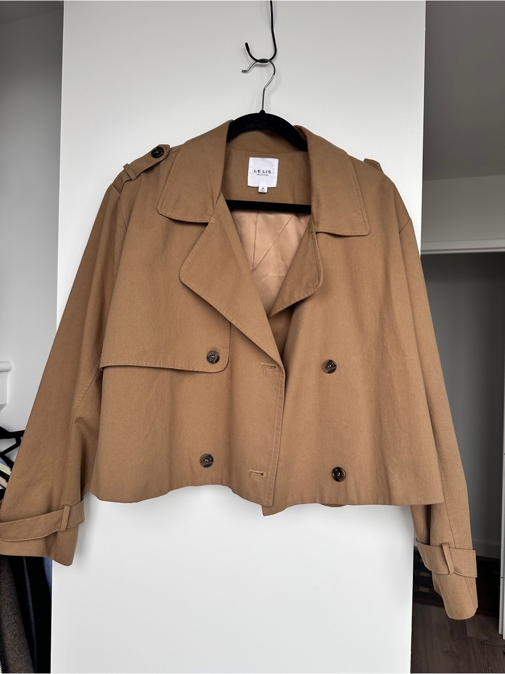 Lelis Collection Cropped Trench Coat in Brown